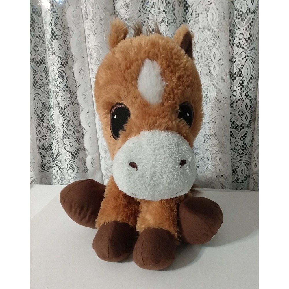 Goffa Outlaw Run Horse Pony Plush 15" Brown Stuffed Animal Toy Embroidered Eyes